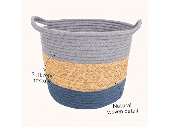 J&V TEXTILES Cotton Rope Basket 3Pc Set
