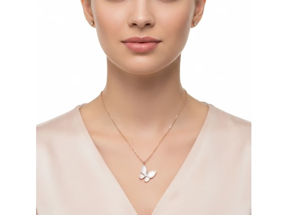 Butterfly Mother of Pearl & CZ Necklace