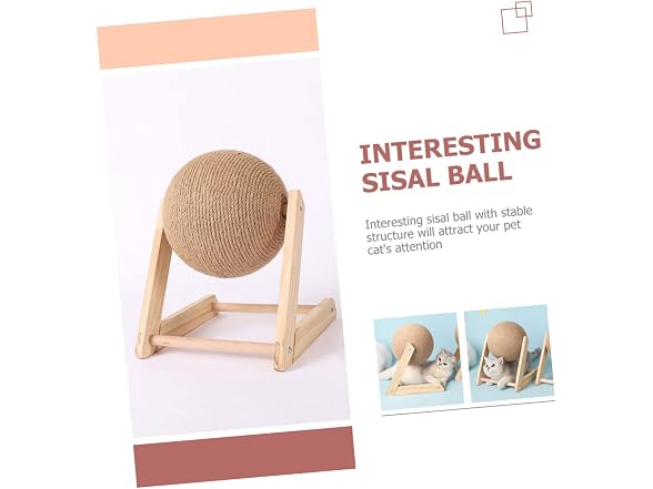 SUPVOX Cat Scratcher Toy 6.69 Inch Sisal Rolling Ball