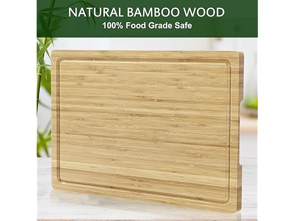 Bamboo Wood Cutting Board for Kitchen, 18"x12"