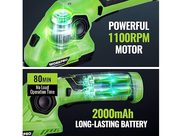 WORKPRO 7.2V Hedge Trimmer 2 in 1 Green