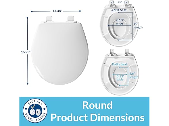 Mayfair Little2Big Toilet Seat with Built-In Tod