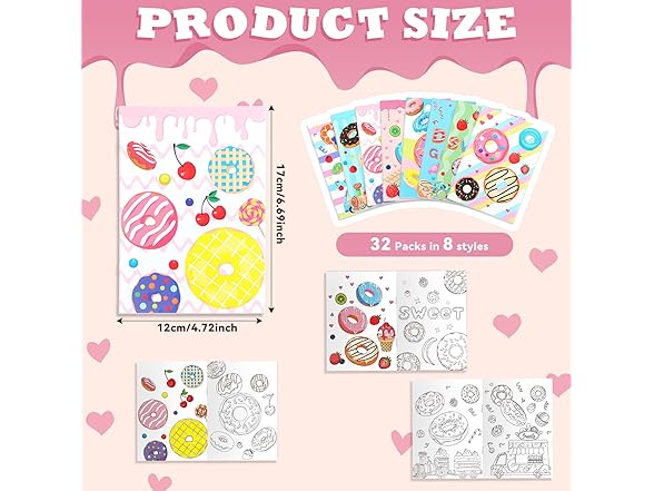 32 Pack Kids Donut Coloring Books