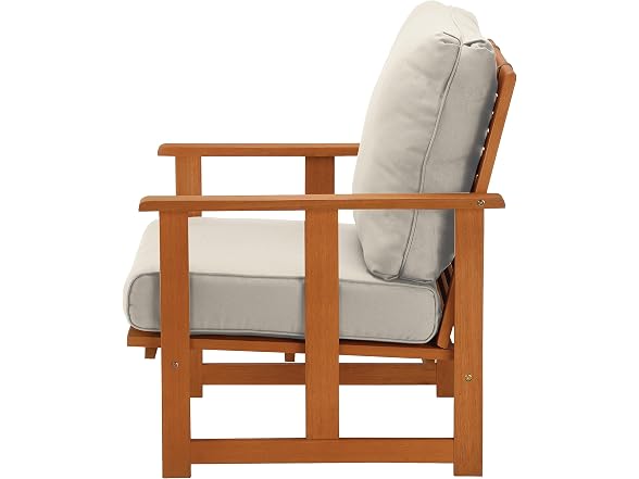 National Tree Company Eucalyptus Grandis Wood Cushioned Club Chair, Beige