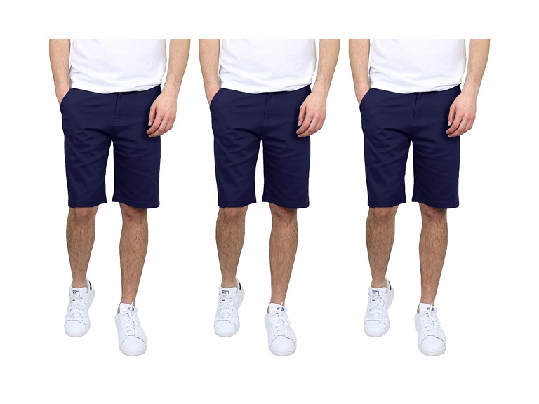 3-Pack Men's Slim Fitting Cotton Flex Stretch Chino Shorts (Sizes, 30-46)