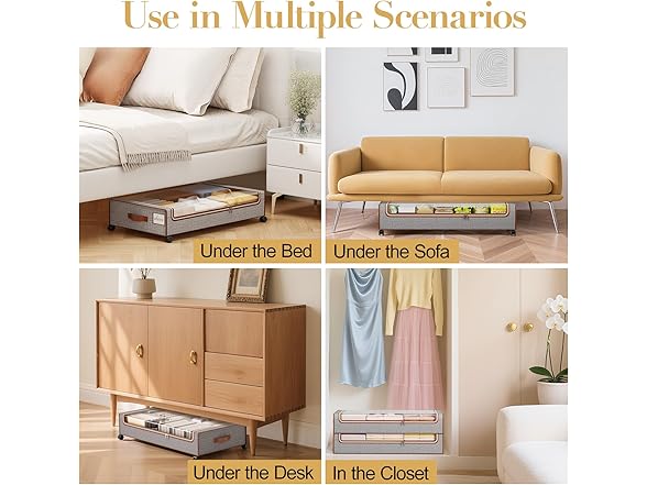 Grey Under Bed Storage 2 Pack