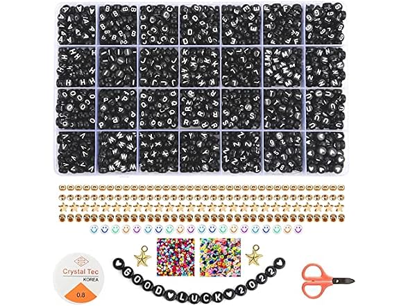 PlusWin 1400pcs Acrylic Color Numbers White Round Number Beads