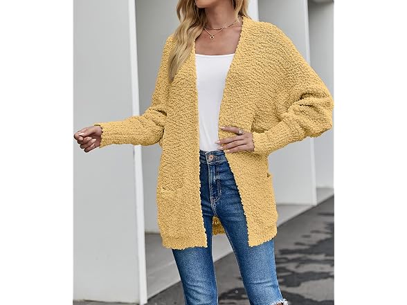 Merokeety Women (M) Winter Fuzzy Popcorn Knit Coat