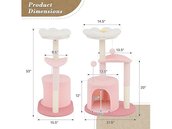 Athena Collection Small Cat Tree Condo with Sisal Scratching Post