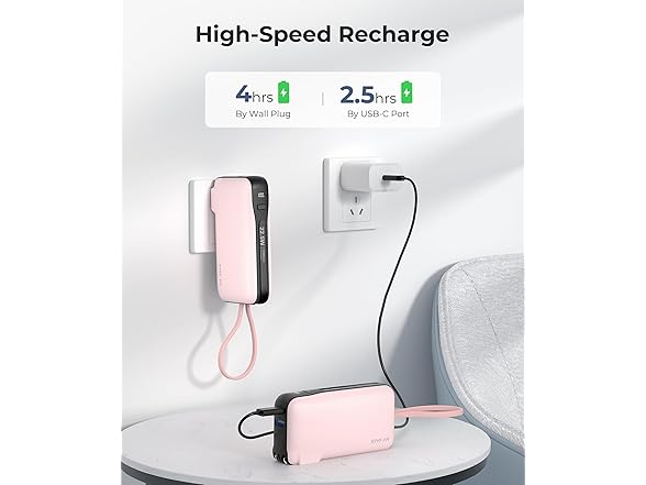 JOYFAR 10k mAh 22.5W Portable Charger w/ Cable & Plug