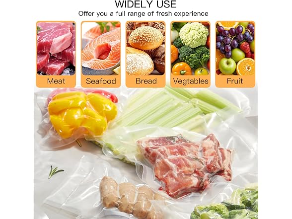 AZEUS Vacuum Sealer Bag Set with Labels & Marker, 300 Bags