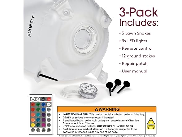 FUNBOY Giant Inflatable Light-Up Yard Snake