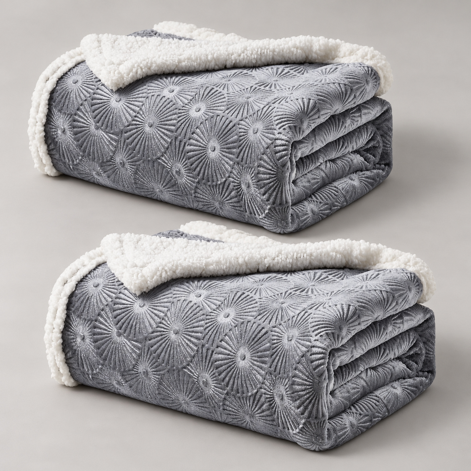 2-Pack Embossed Sherpa Throw Blankets - Gallery 4