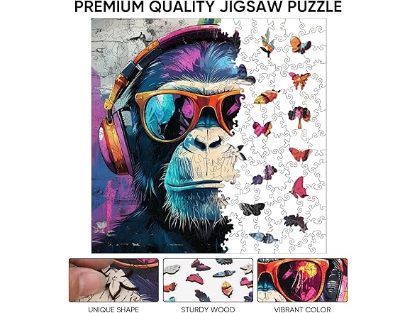Ixfyloop Wooden Puzzles for Adults, Baboon