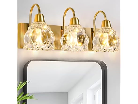 Yochoice 3-Light Gold Bathroom Light Fixtures