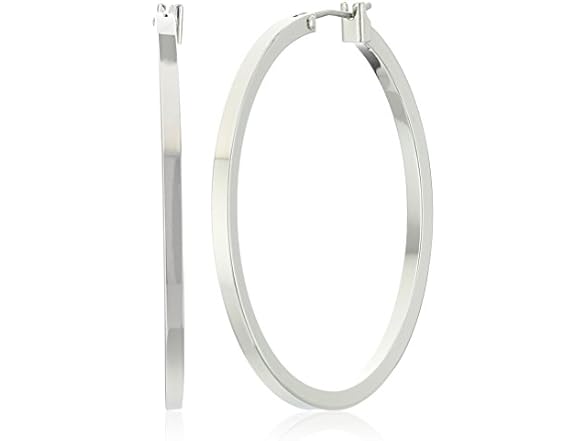 GUESS "Basic" Silver Square Edge Hoop Earrings