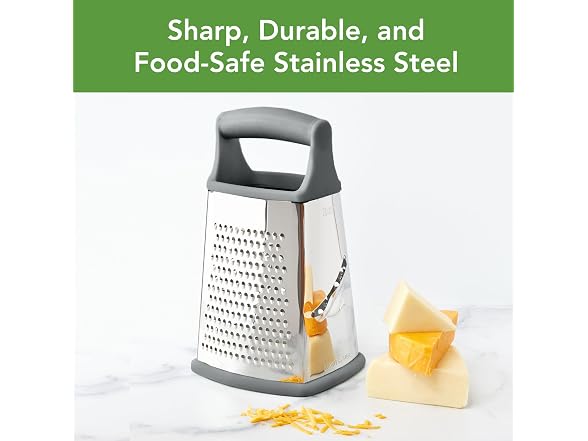 Tovolo Box Grater 4 Sided Large Stainless Steel Cheese Grater Charcoal Gray