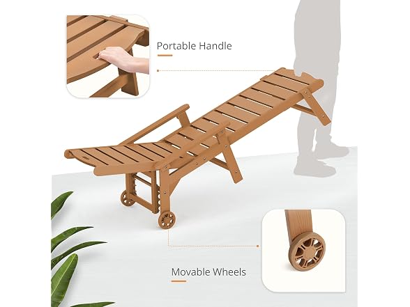 LUE BONA Set of 2 Teak Chaise Lounge Chairs