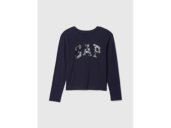 GAP Girls Sequin Logo Long Sleeve Tee