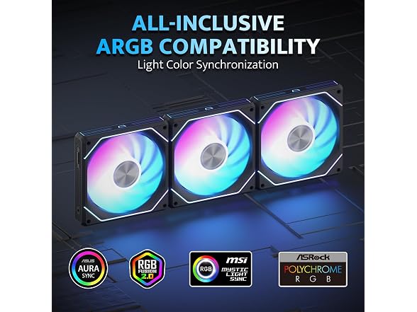 (3 Pack) darkFlash G24 120MM Magnetic ARGB PC Case Fans