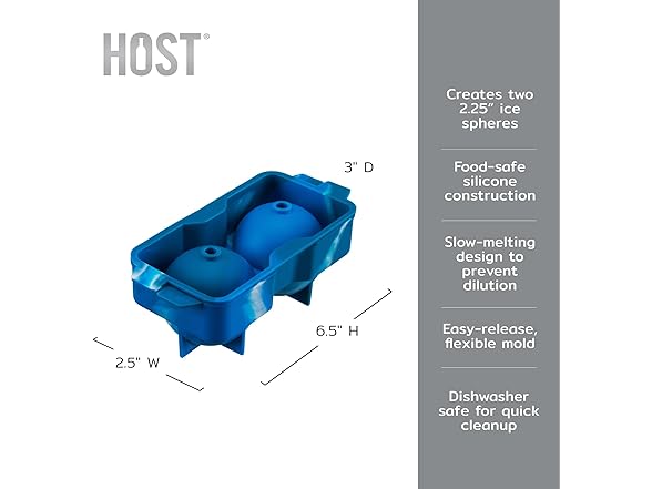 Host Silicone 2.25" Ice Sphere Silicone Mold in Blue Marble