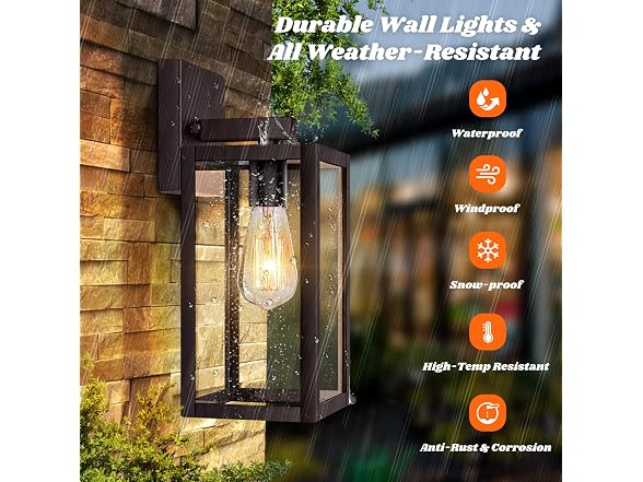 Brightever 2-Pack Outdoor Wall Light Fixtures - Gallery 2
