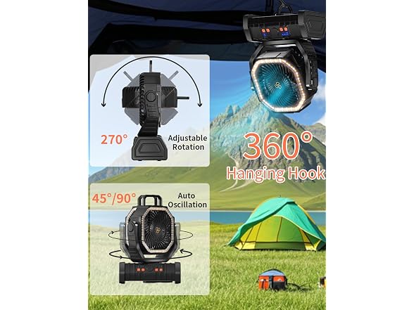 EEIFO 20000mAh Outdoor Fan 360 Rotate