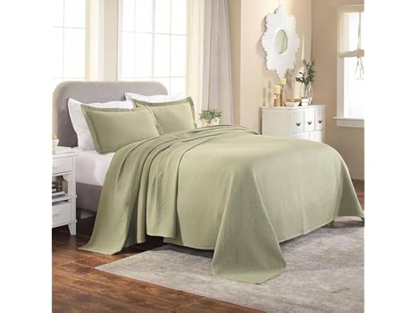 Superior Cotton Lightweight Bedspread Set, Basketweave Matelass