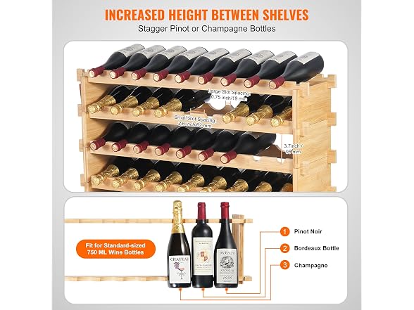 VEVOR 72 Bottle Stackable Modular Wine