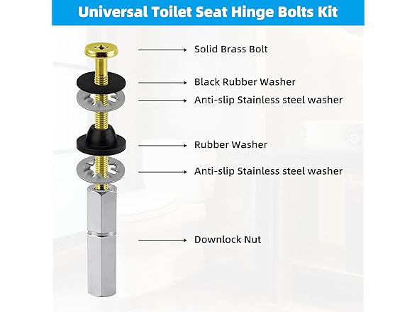 Hibbent Toilet Seat Bolts Kit 4 Pack