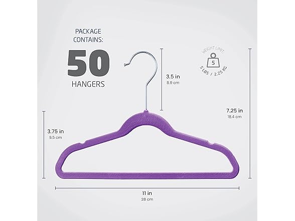 Zober Purple Velvet Baby Hangers 50-Pk