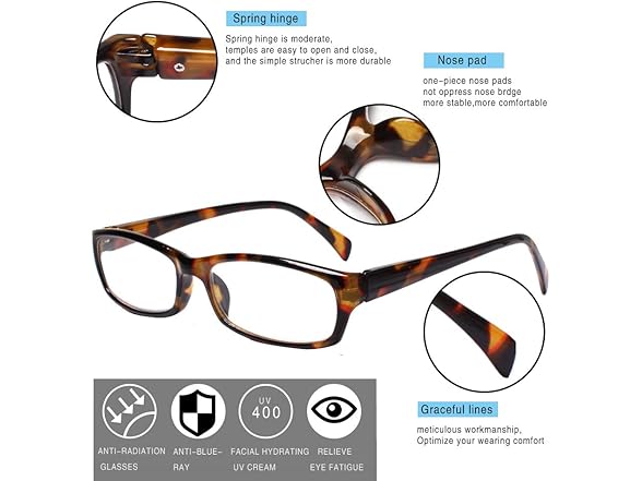 10 Pack Blue Light Block Reading Glasses
