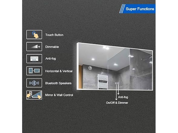 DECORAPORT 55 x 36 Inch LED Bathroom Mirror