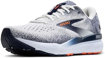 Brooks Ghost 16 Men's Shoes White/Peacoat/Orange Size 9.5