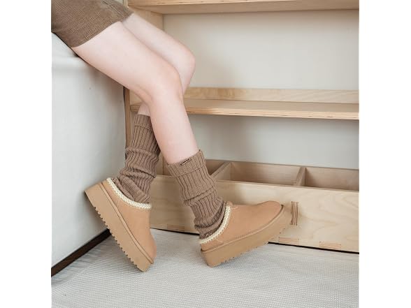 XIXITIAO Suede Leather Platform Slippers