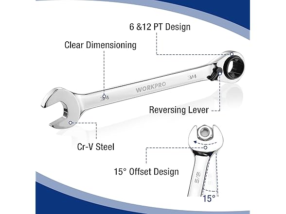 WORKPRO 7pc Reversible Ratchet Set