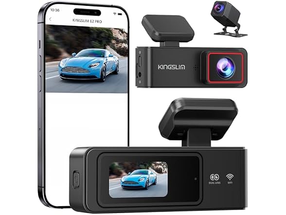 2K Dash Cam Front and Rear with 64GB SD Card