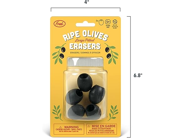 Genuine Fred Olive Erasers, Set of 5