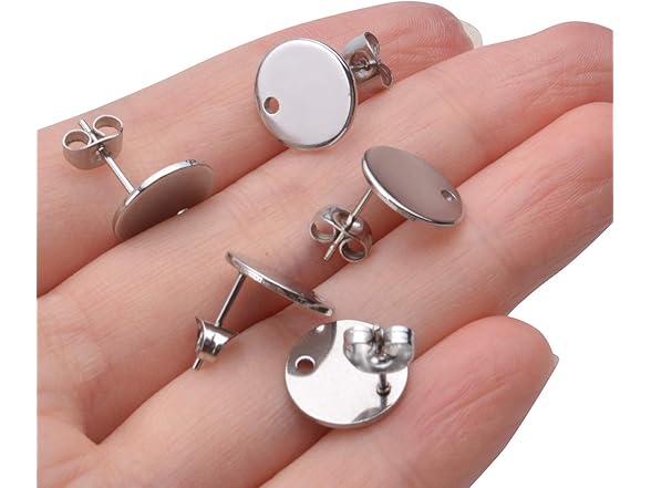 Aylifu 12mm Stud Earring Findings, 20pcs