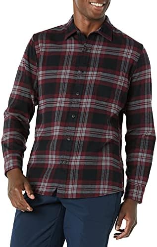Amazon Essentials Men's Flannel Shirts Long Sleeve Slim-Fit Button Down Plaid