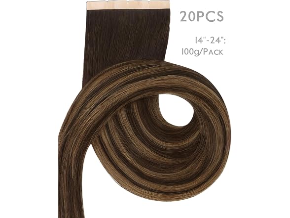 WENNALIFE Dark Brown 3.15" Wide Tape in Hair Extensions