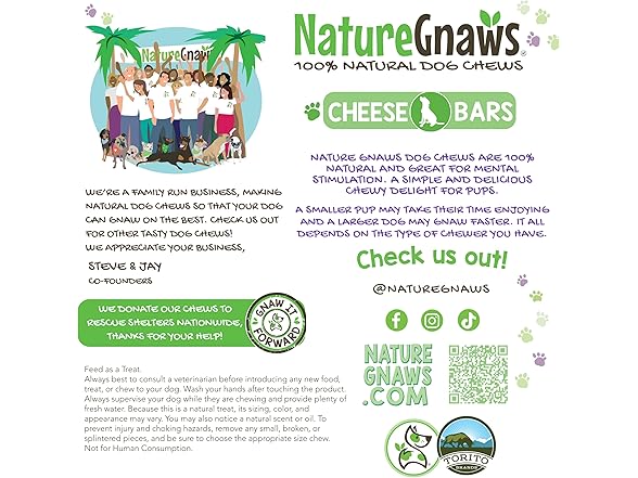 Nature Gnaws Bacon Cheese Bar Chews for Dogs