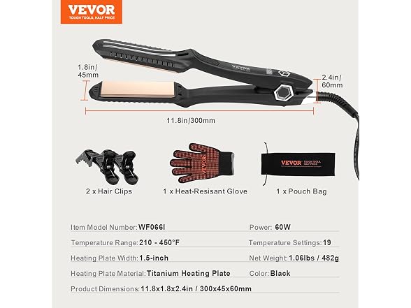 Hair Straightener, 1.5-inch Titanium Flat Iron