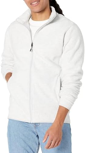 Amazon Essentials Men's Full-Zip Fleece Jacket (Available in Big & Tall), Light Grey Heather, X-Large