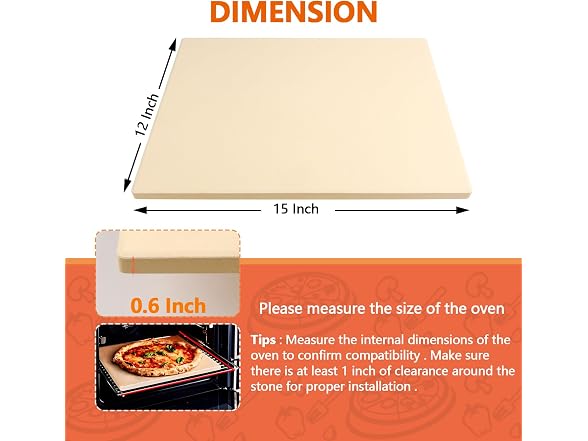 MAXTBEE 15x12 Inch Rectangle Pizza Stone for Oven and Grill