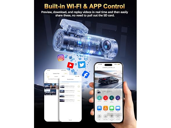 KEYROO 2.5K Dash Cam Front 64GB WiFi