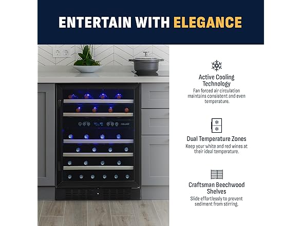 Newair Built-in Dual Zone Wine Fridge - 46 Bottles