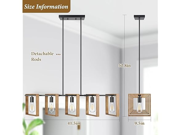 53’’ Farmhouse Kitchen Island Lighting, 5-Light