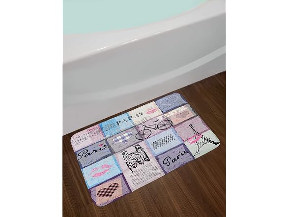 Ambesonne Paris Bath Mat, Grunge Textured