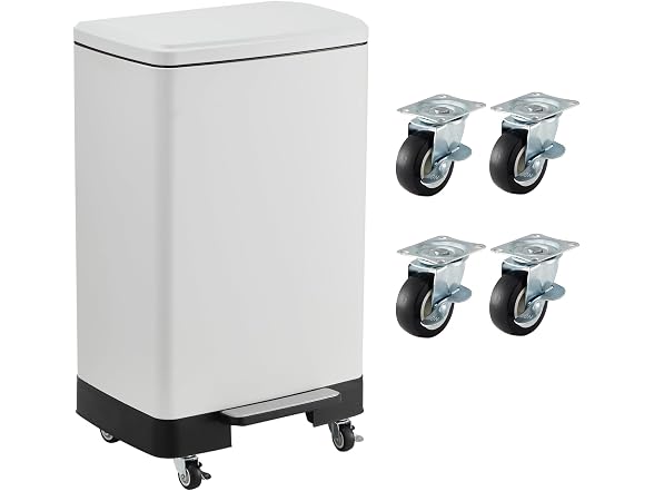 PrecisionAuto 60L / 16 Gal Stainless Steel Trash Can White
